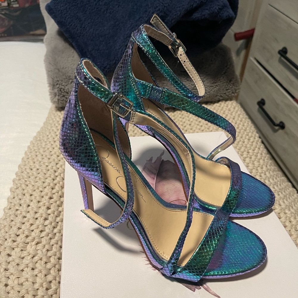 Jessica Simpson Mermaid Iridescent Reptile Heels